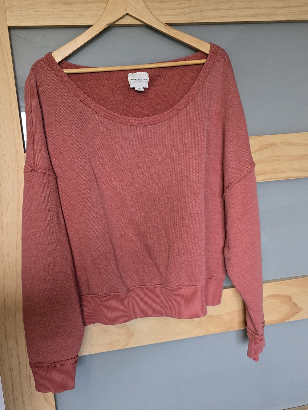 American Eagle Outfitters Dusty Burnt Orange Scoop Neck Pullover